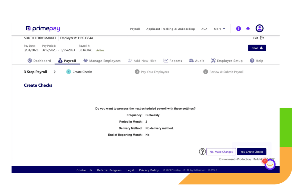 primepay software screenshot with scheduling fuctionality