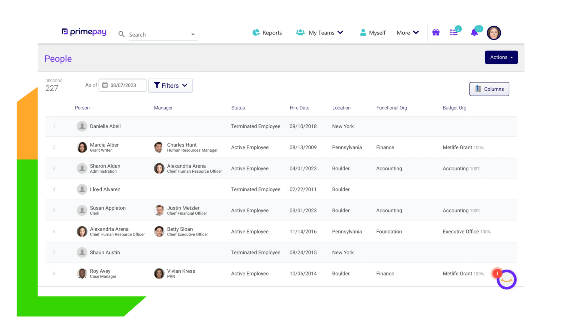 people management screenshot for payroll and HR