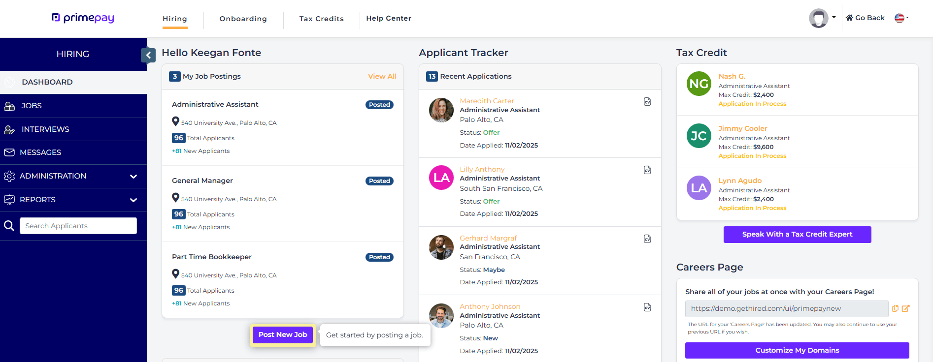 Applicant Tracking Dashboard