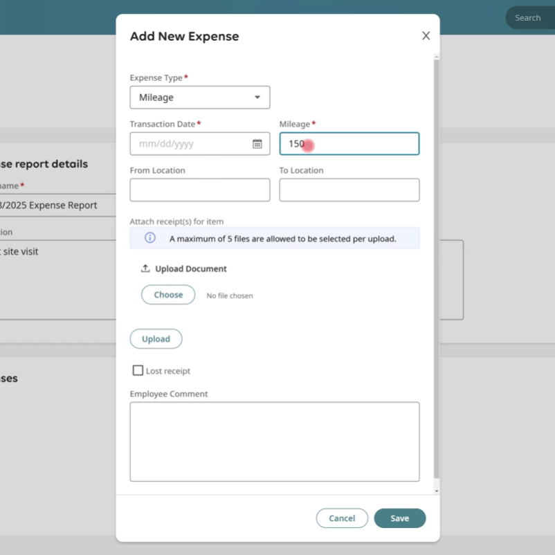 easy submission of expenses